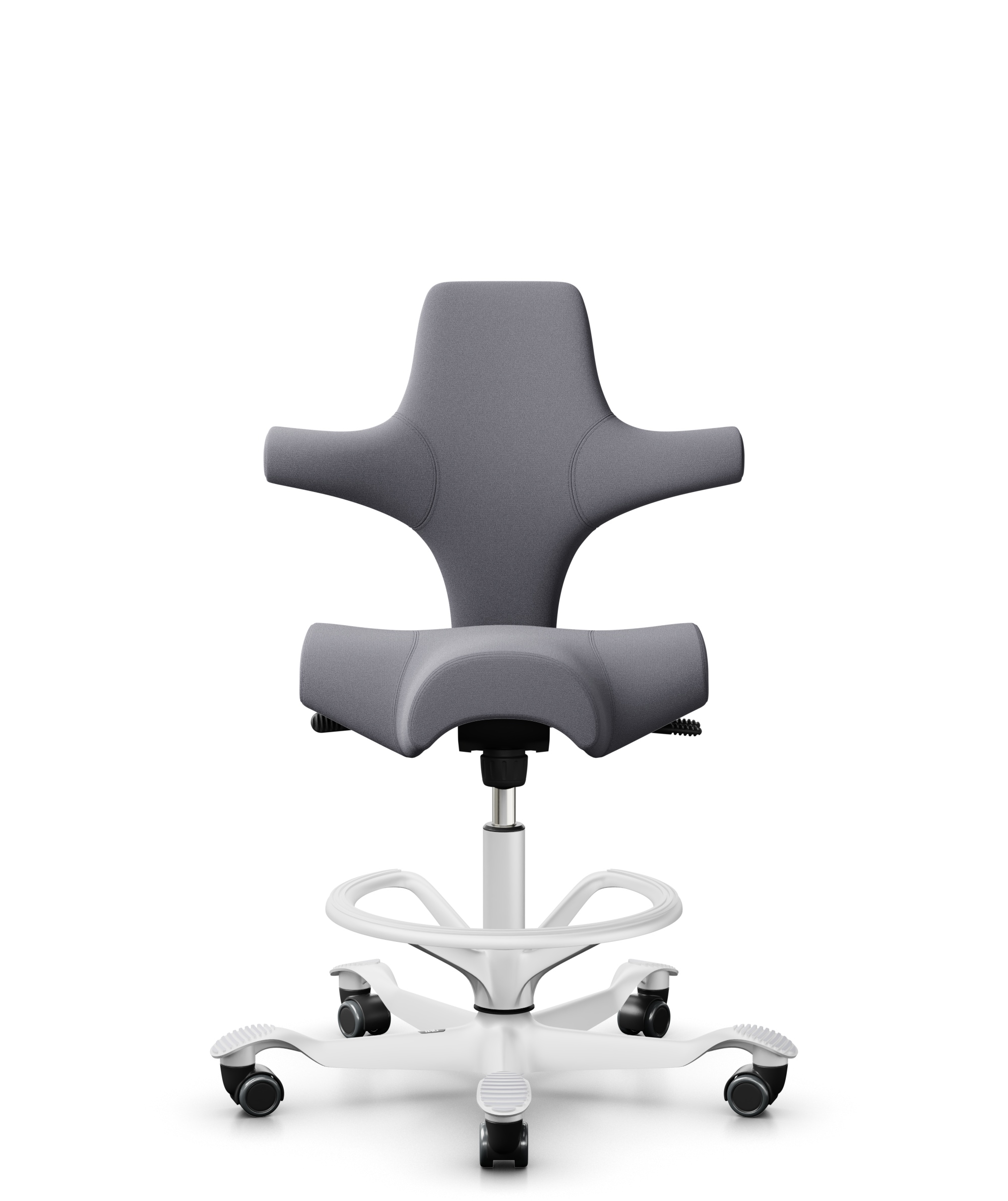 HAG Capisco 8106 Counter Stoff Xtreme Grau Gestell Weiss mit Fußring