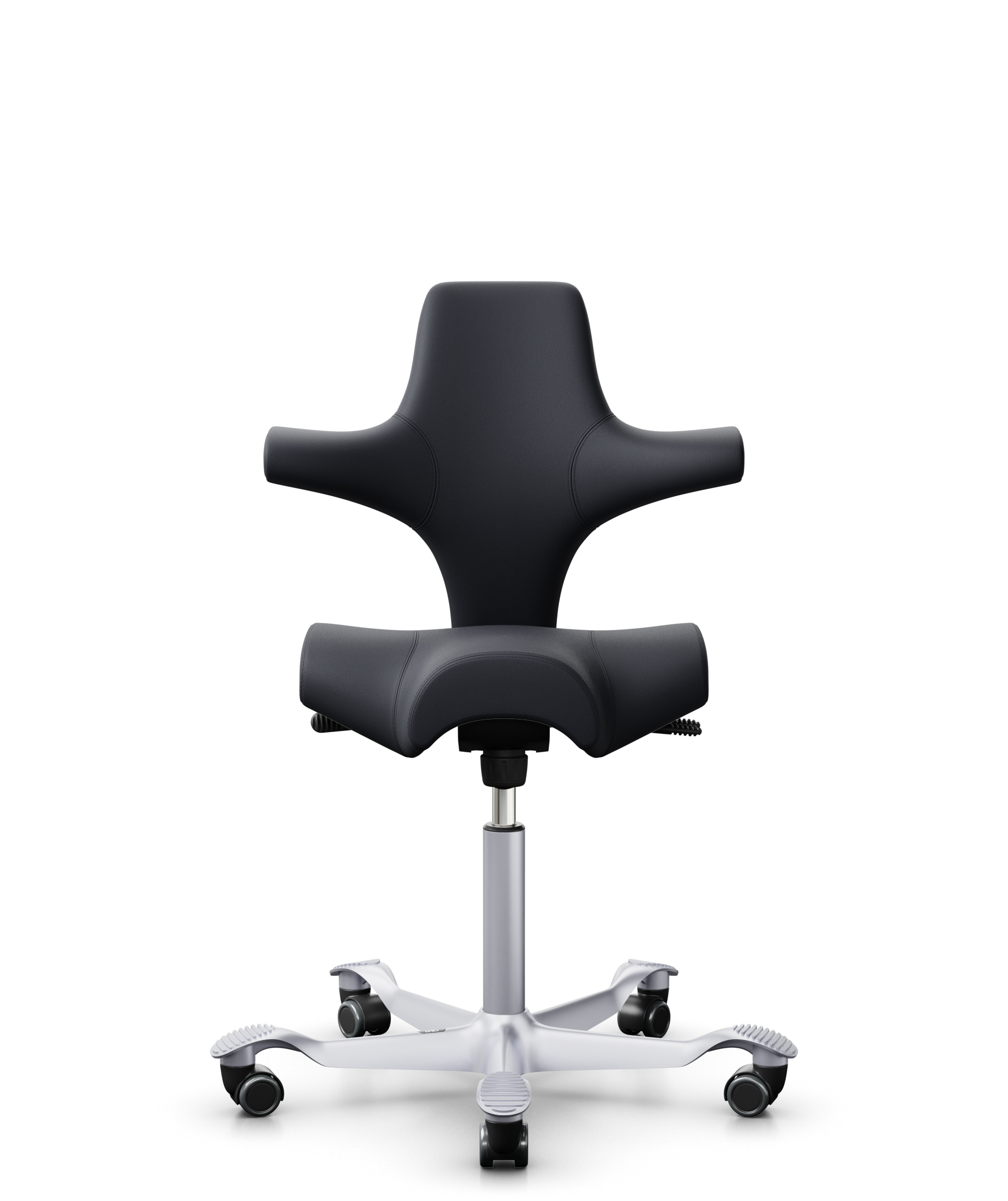 HAG Capisco 8106 Leder Paloma soft Dunkelgrau Gestell Silber