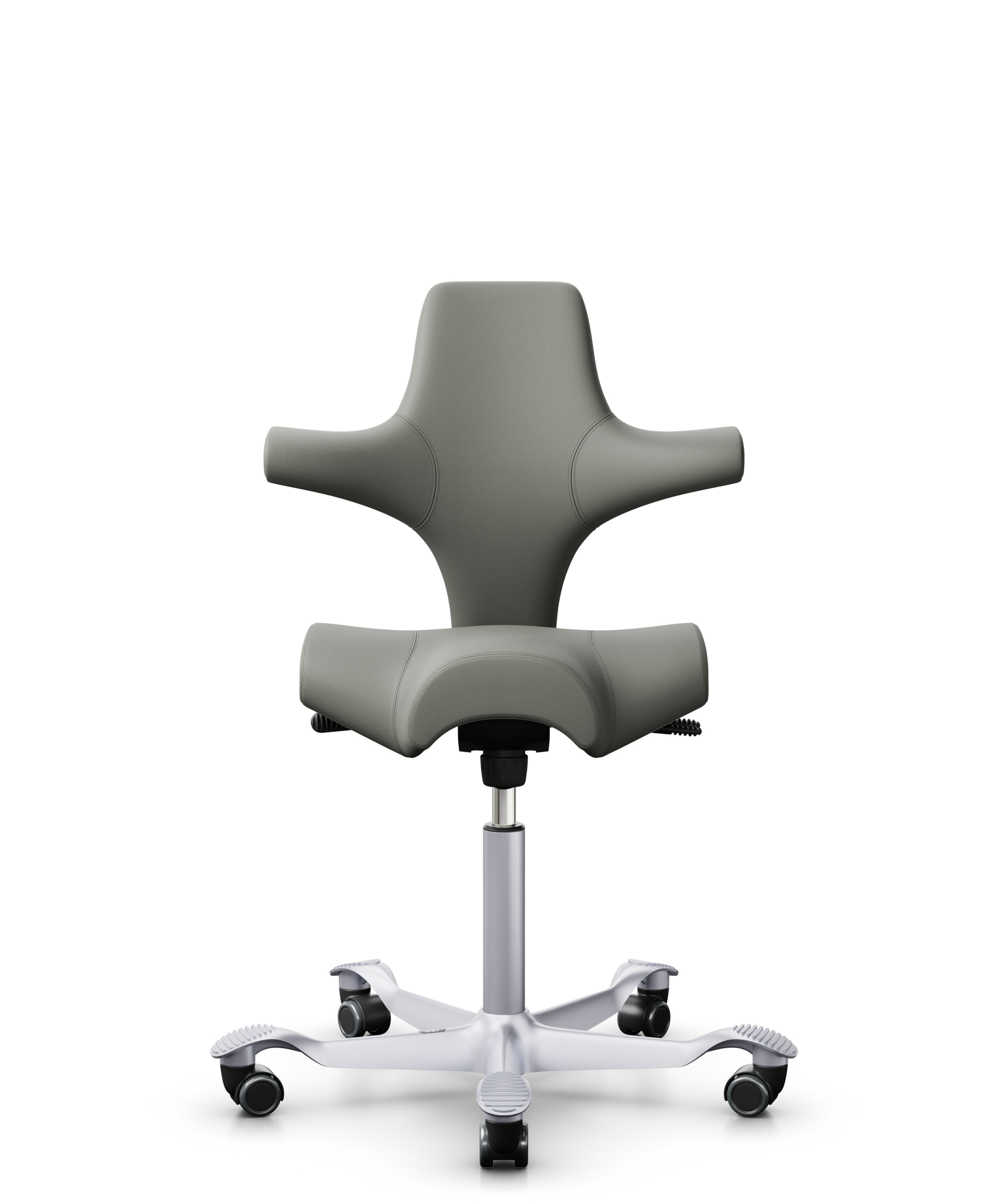 HAG Capisco 8106 Leder Paloma soft Warmes Grau Gestell Silber