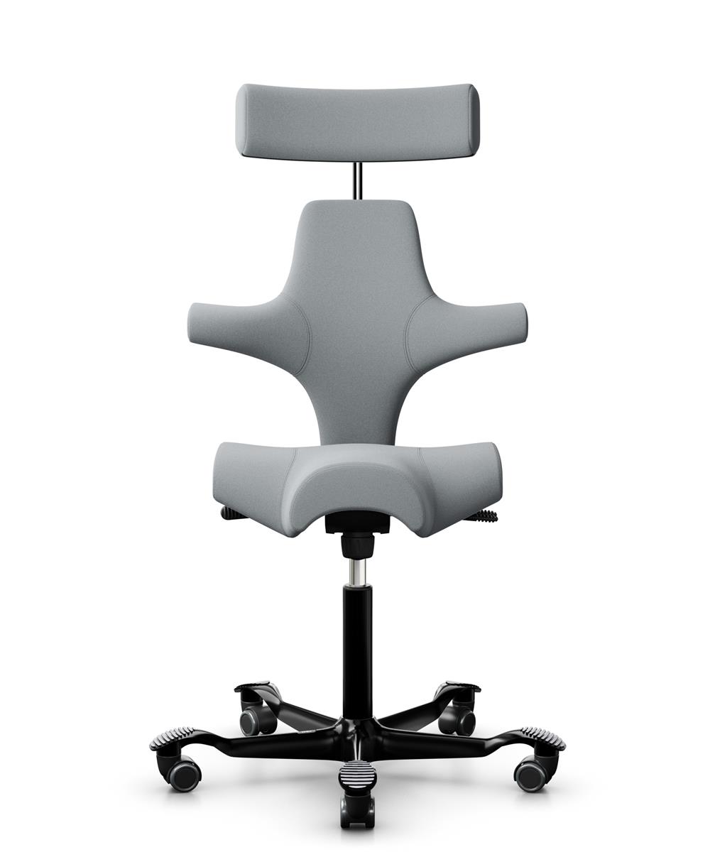 HAG Capisco 8107 Stoff Xtreme Hellgrau Gestell Schwarz mit Kopfstütze