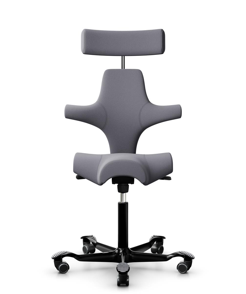 HAG Capisco 8107 Stoff Xtreme Grau Gestell Schwarz mit Kopfstütze