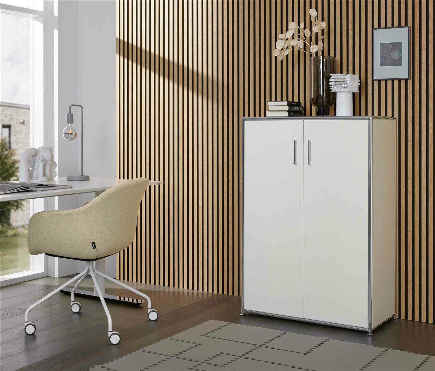 Bosse Solutions Highboard Chrom Flügeltüren weiss - Schnelllieferprogramm