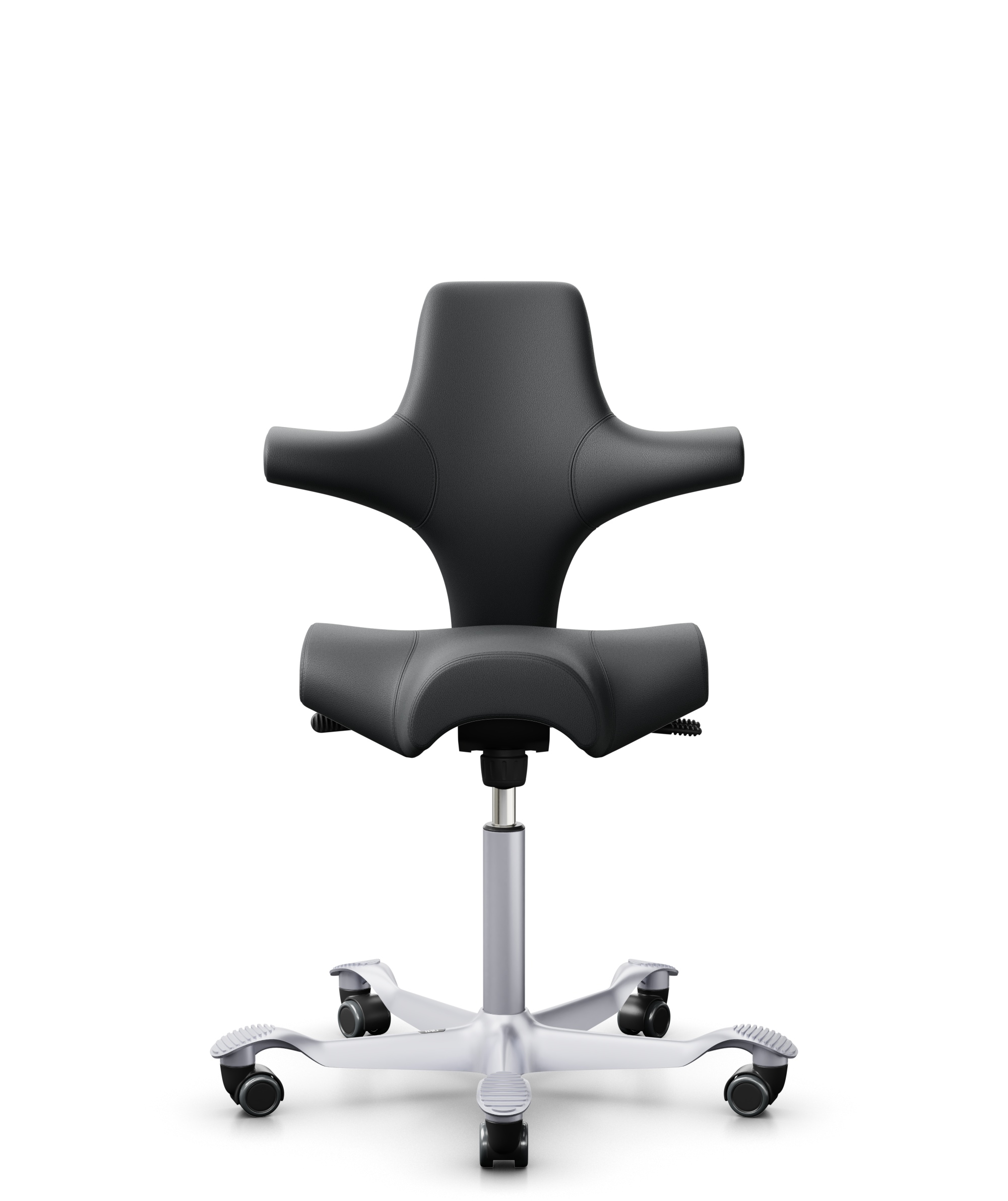 HAG Capisco 8106 Leder Paloma soft Grau Gestell Silber