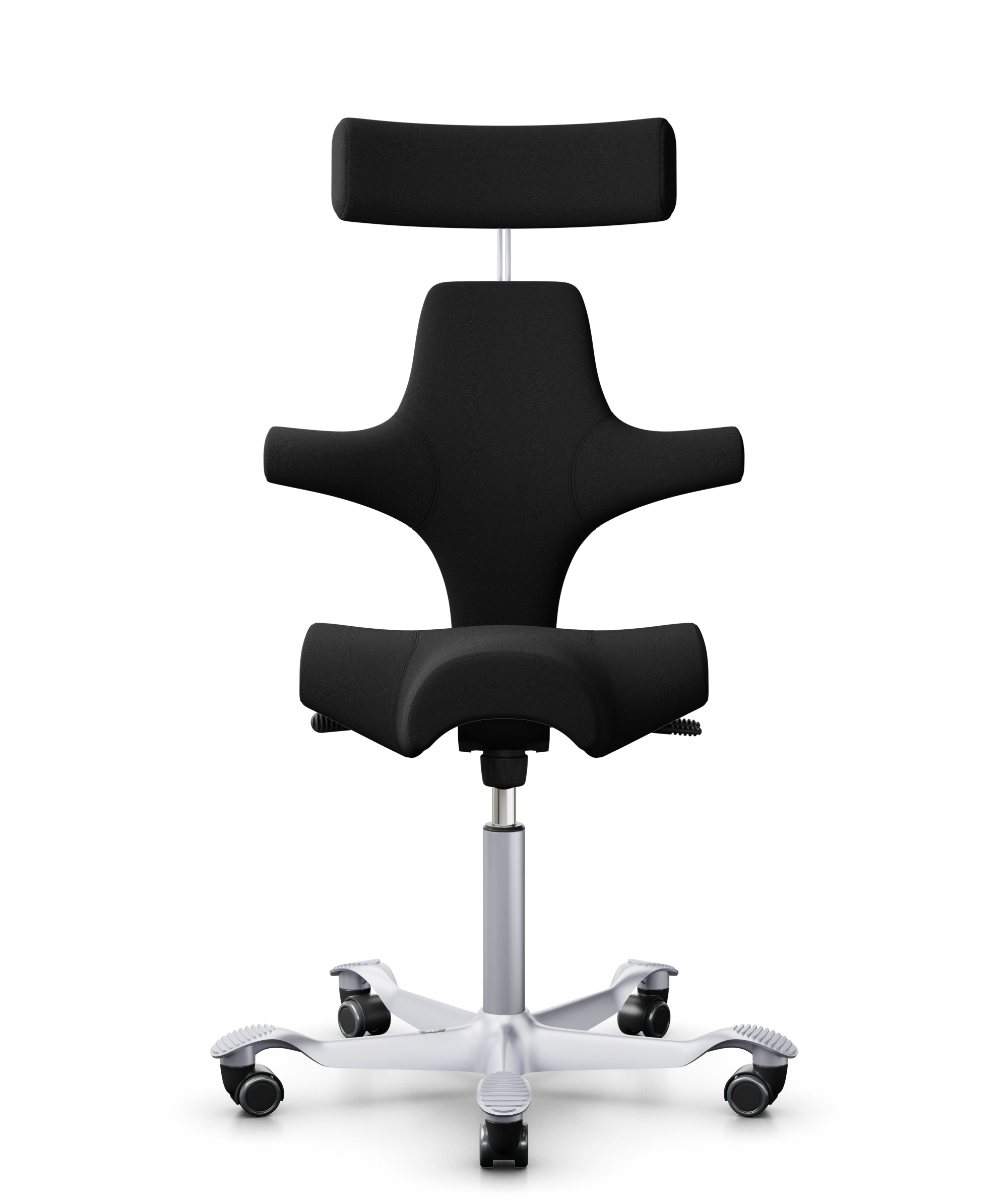 HAG Capisco 8107 Stoff Xtreme Schwarz Gestell Silber mit Kopfstütze