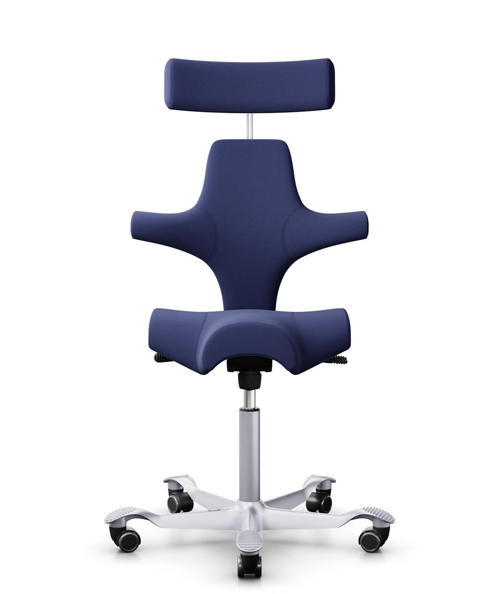 HAG Capisco 8107 Stoff Xtreme Dunkelblau Gestell Silber mit Kopfstütze