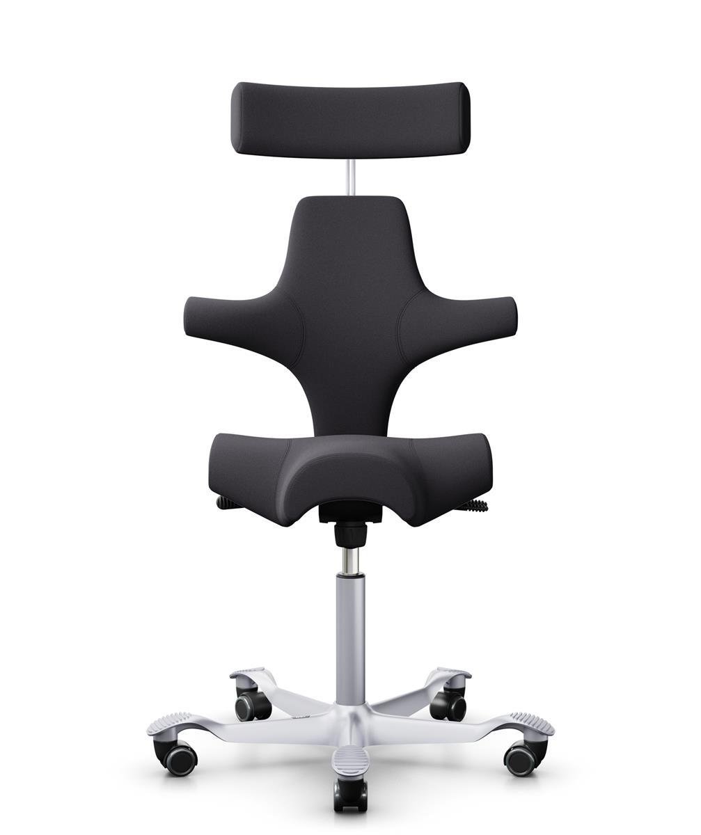 HAG Capisco 8107 Stoff Xtreme Dunkelgrau Gestell Silber mit Kopfstütze